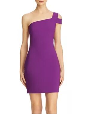 LIKELY Mini Packard Purple One-Shoulder Bodycon Dress NEW